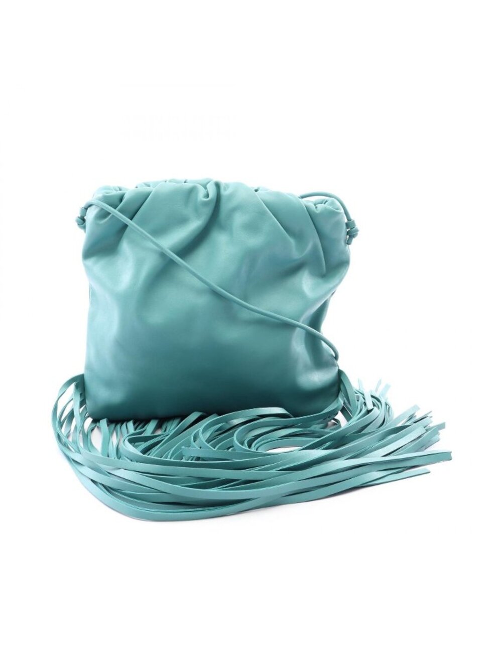 Bottega Veneta Shoulder Bag the Fringe Pouch Emerald Green Leather